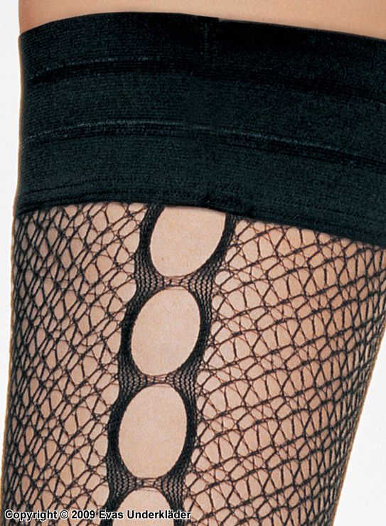 Thigh high stockings with keyhole back seam